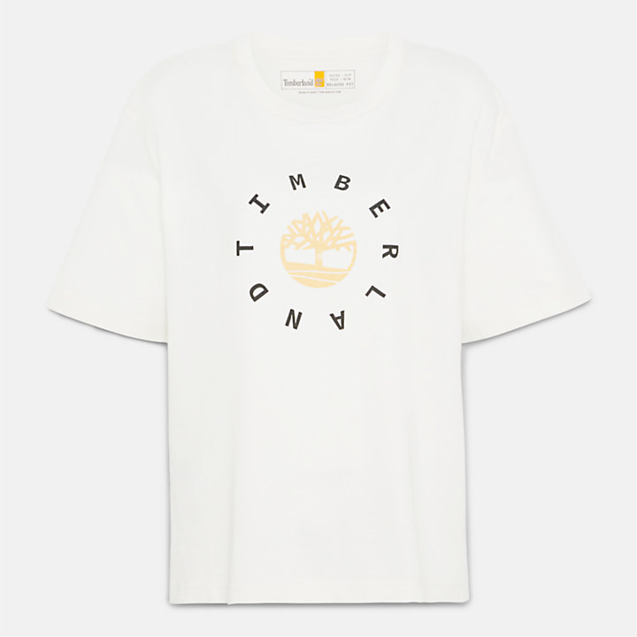 T-shirt à logo saisonnier pour femme en blanc-