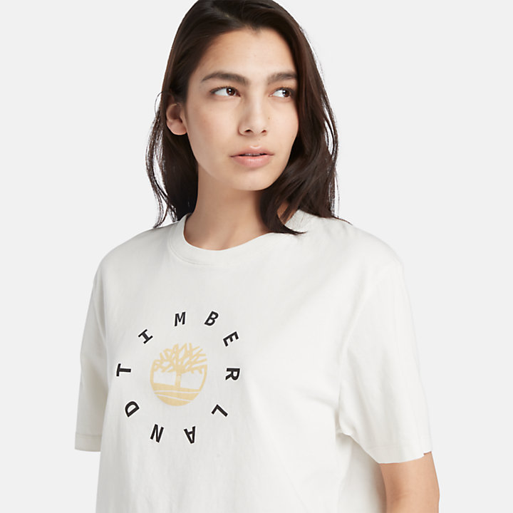 Seasonal T-shirt met logo voor dames in wit-