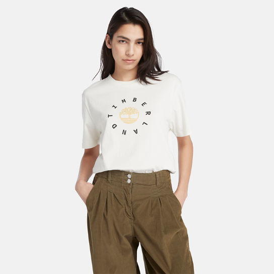T-shirt con Logo Stagionale da Donna in bianco | Timberland