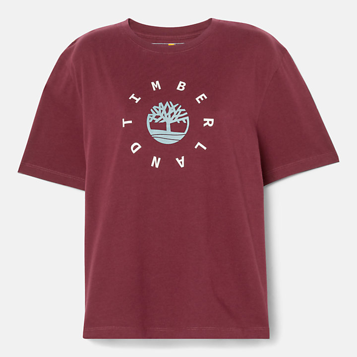 T-Shirt mit Saison-Logo für Damen in Burgunderrot-