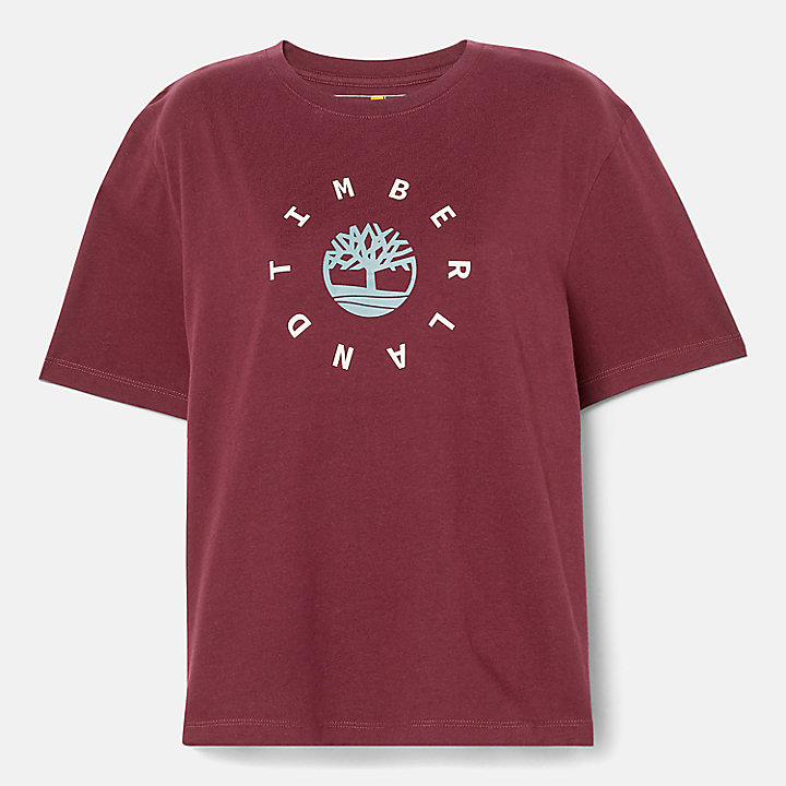 T-Shirt mit Saison-Logo für Damen in Burgunderrot