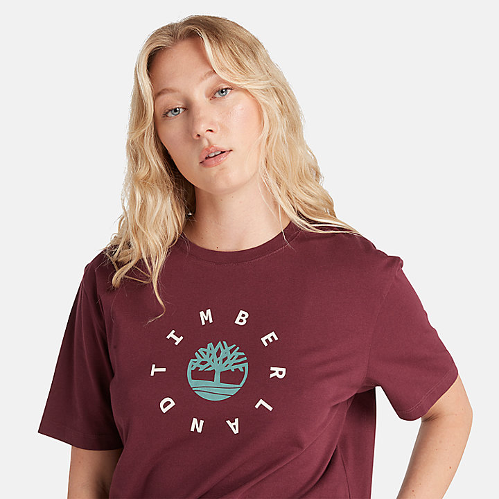 Camiseta con logotipo para mujer en burdeos