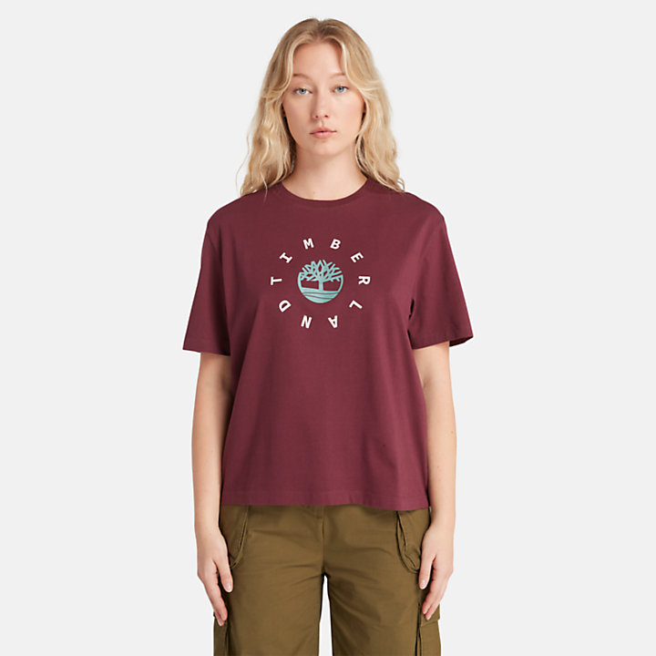 Camiseta con logotipo para mujer en burdeos-