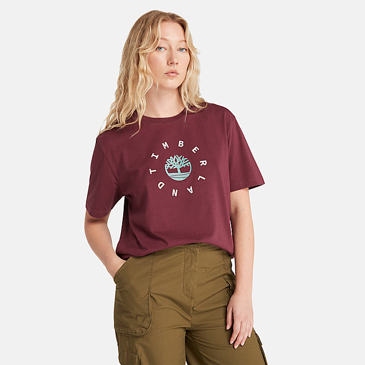 Camiseta con logotipo para mujer en burdeos