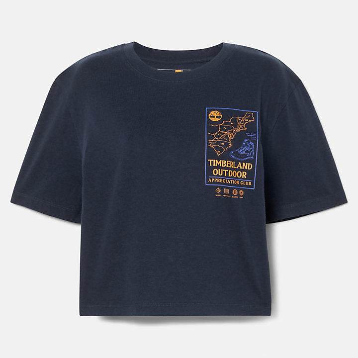T-shirt court pour femme en bleu marine-