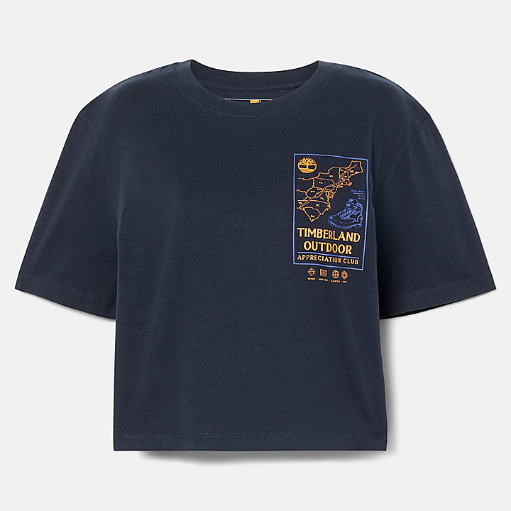 T-shirt court pour femme en bleu marine