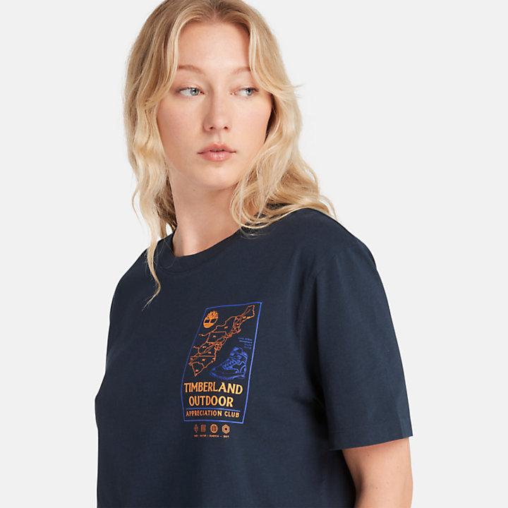 Camiseta corta para mujer en azul marino-