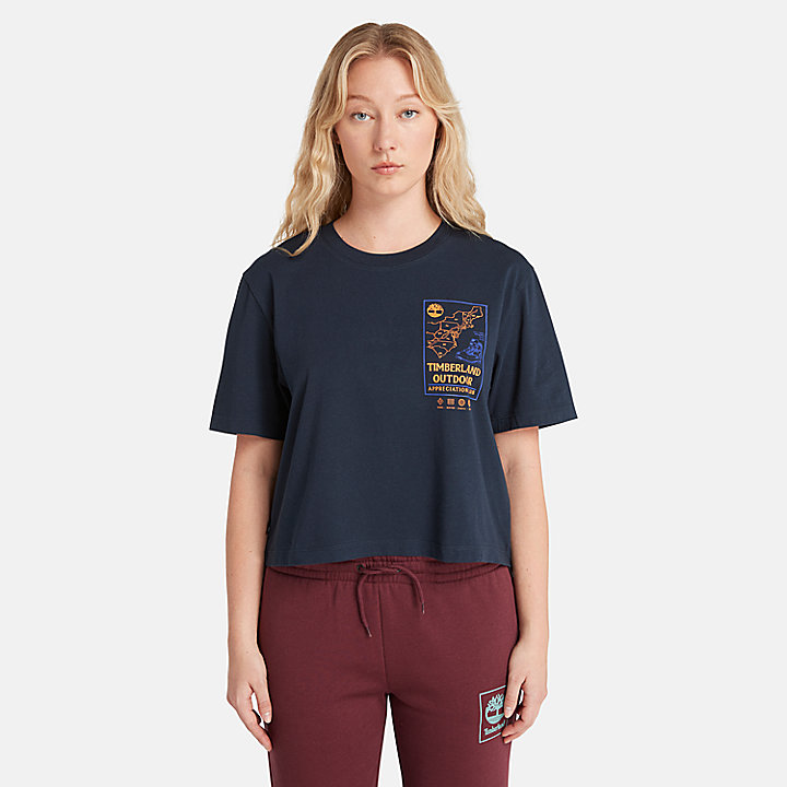 Cropped T-Shirt for Women in Navy