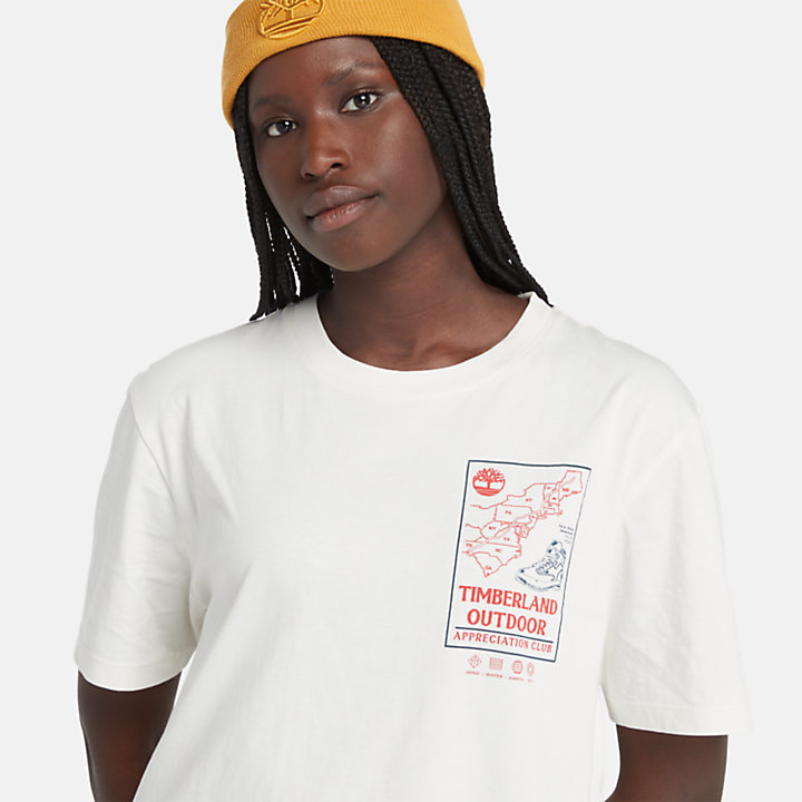 T-shirt court pour femme en blanc-