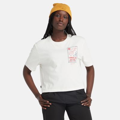 Timberland T-shirt Curta Para Mulher Em Branco Branco