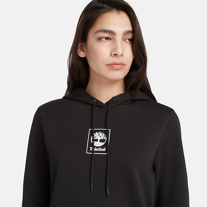 Sudadera con capucha con logotipo Stack pequeño para mujer en negro-