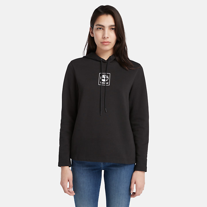 Small Stack Logo Hoodie for Women in Black-
