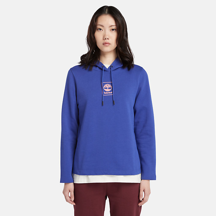 Small Stack Logo Hoodie for Women in Blue-