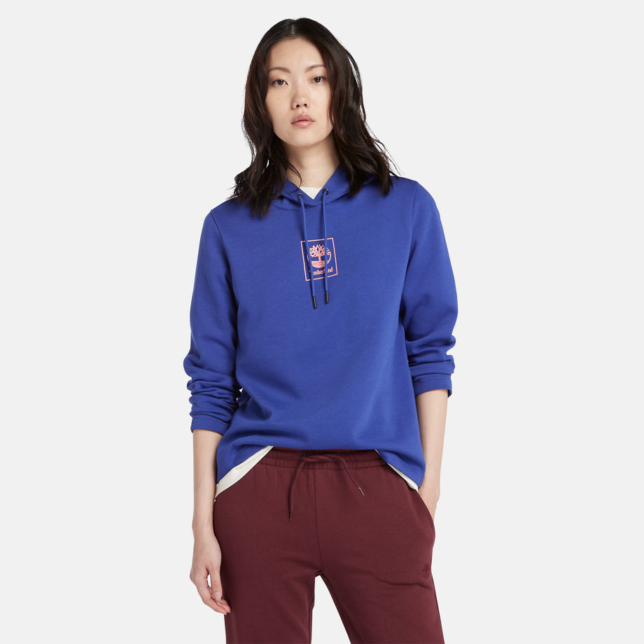 Timberland Small Stack Logo Hoodie For Women In Blue Blue, Size XS