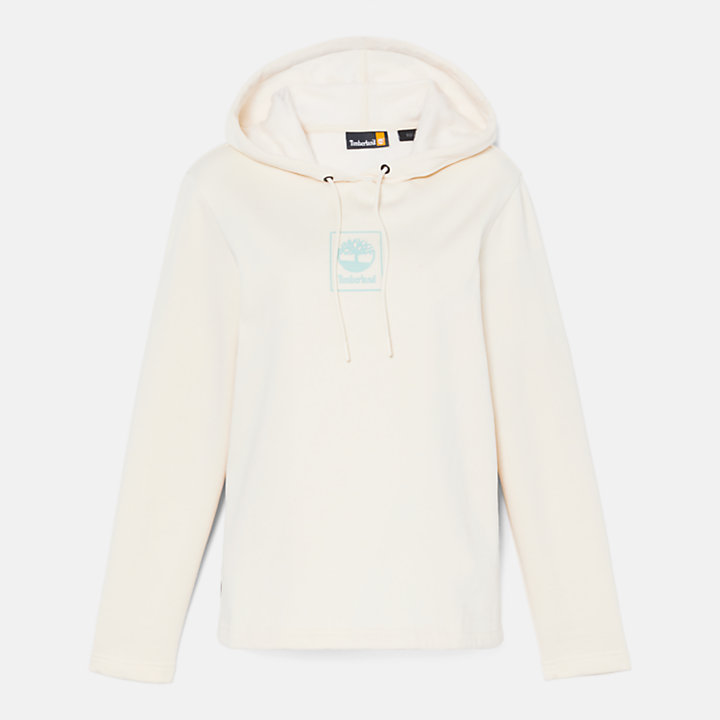 Small Stack Logo Hoodie for Women in White-