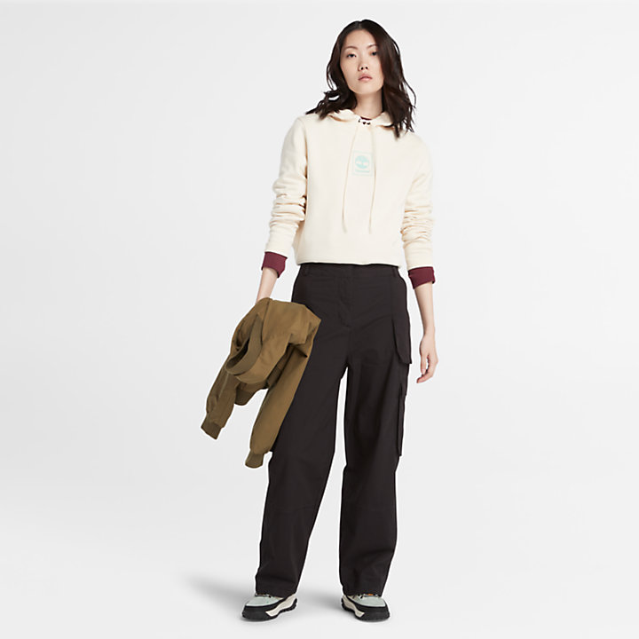 Sudadera con capucha con logotipo Stack pequeño para mujer en blanco-