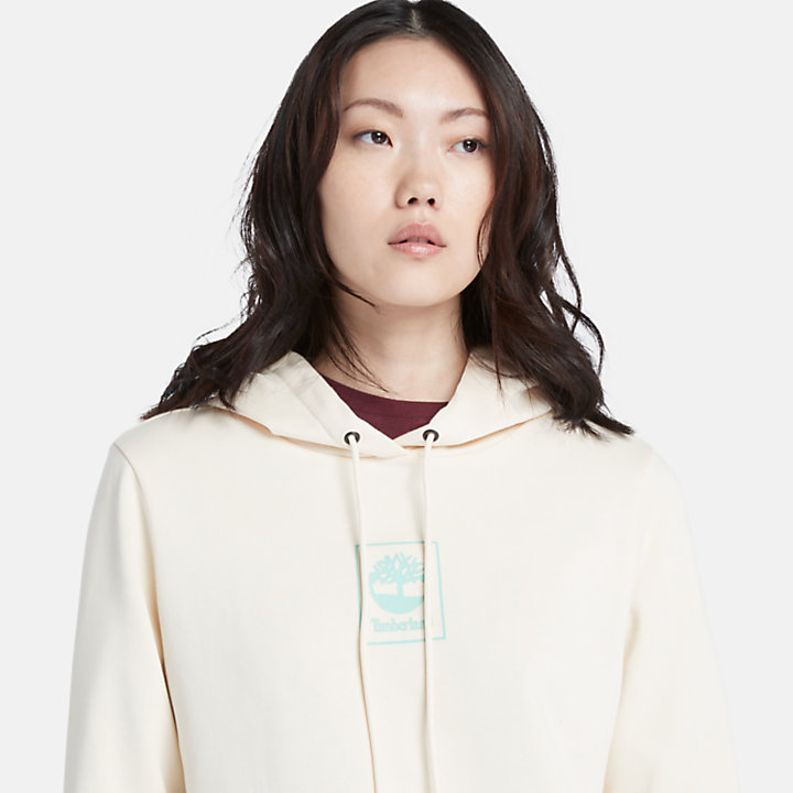 Sudadera con capucha con logotipo Stack pequeño para mujer en blanco-