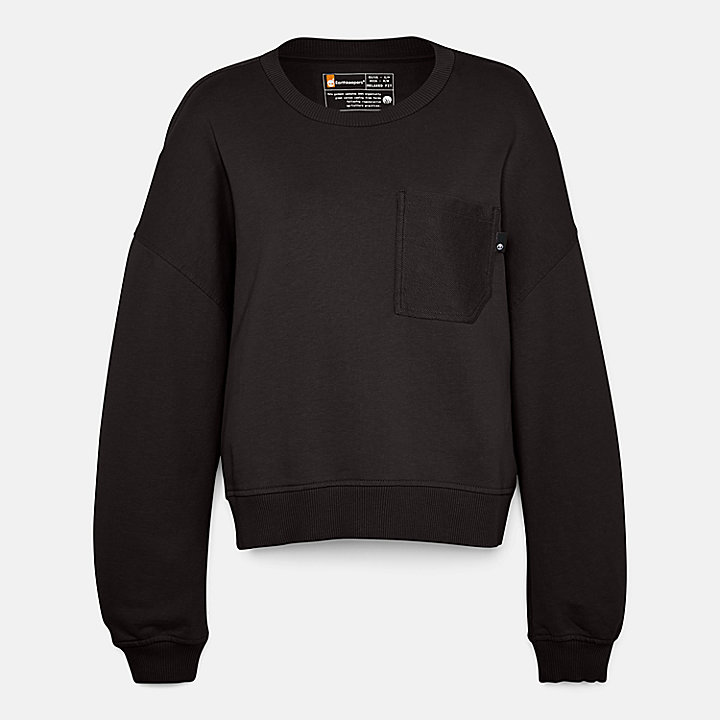 Textured Crew Sweatshirt for Women in Black