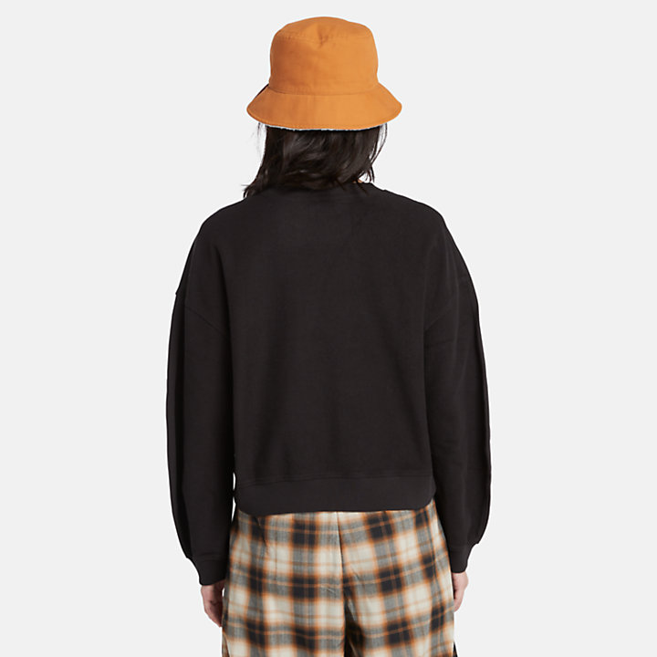 Strukturiertes Sweatshirt mit Rundhalsausschnitt für Damen in Schwarz-