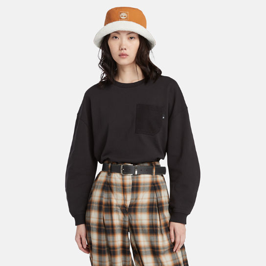 Textured Sweatshirt met Ronde Hals voor dames in zwart | Timberland