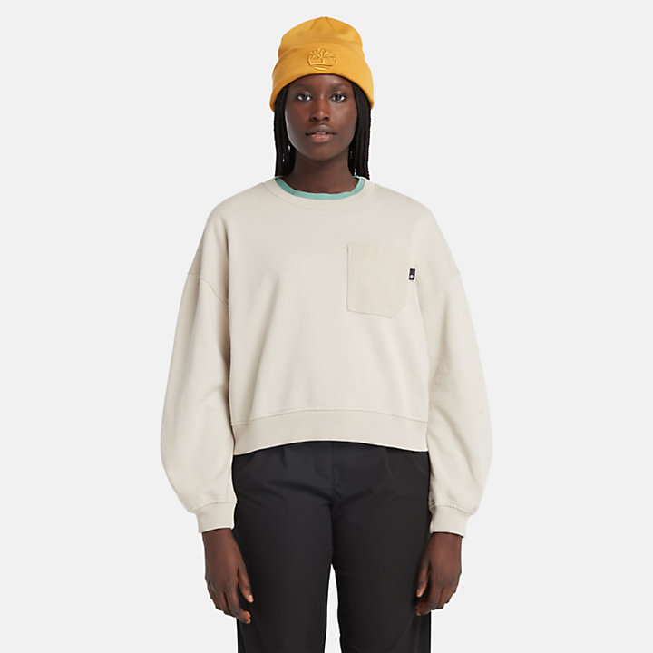 Textured Sweatshirt met Ronde Hals voor dames in beige-
