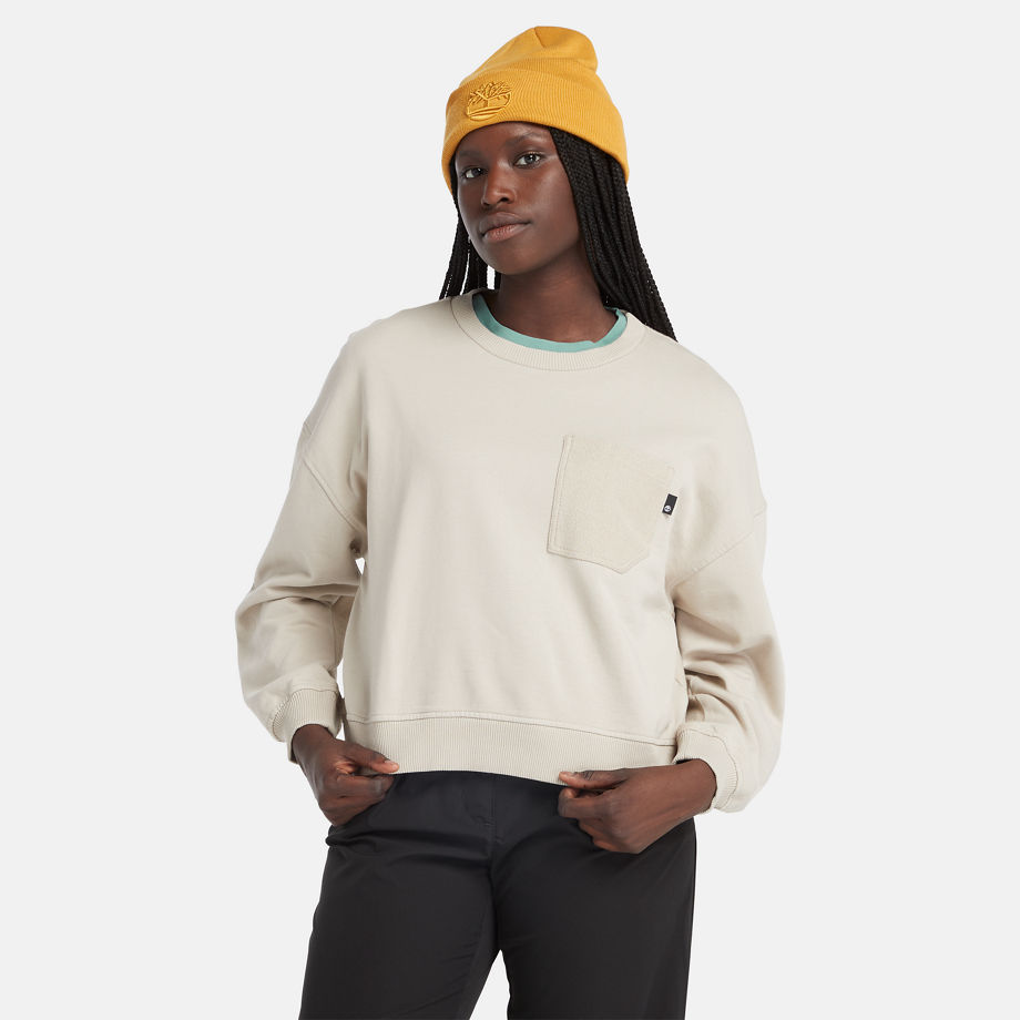 Timberland Textured Crew Sweatshirt For Women In Beige Beige, Size M