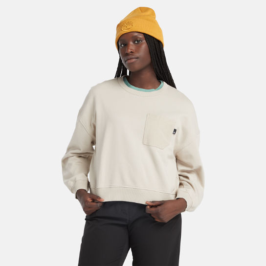 Textured Sweatshirt met Ronde Hals voor dames in beige | Timberland