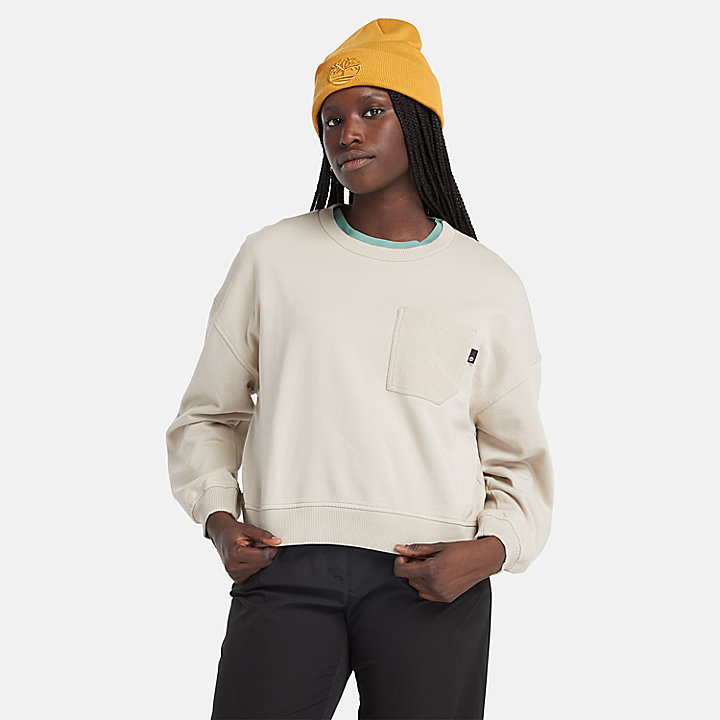 Textured Sweatshirt met Ronde Hals voor dames in beige