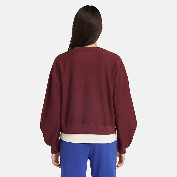 Textured Sweatshirt met Ronde Hals voor dames in bordeauxrood-