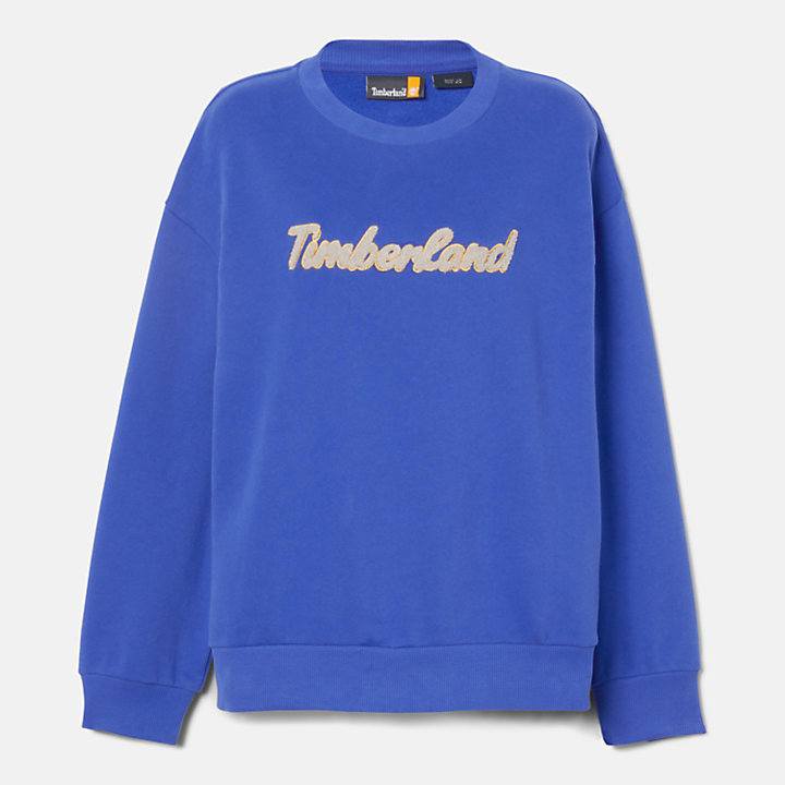 Logo-Sweatshirt mit Rundhalsausschnitt für Damen in Blau-