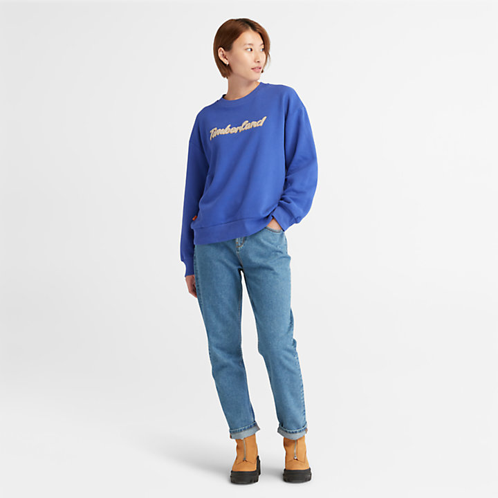 Logo-Sweatshirt mit Rundhalsausschnitt für Damen in Blau-