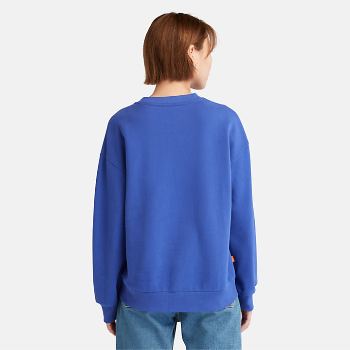 Sweat-shirt à col rond et logo pour femme en bleu-
