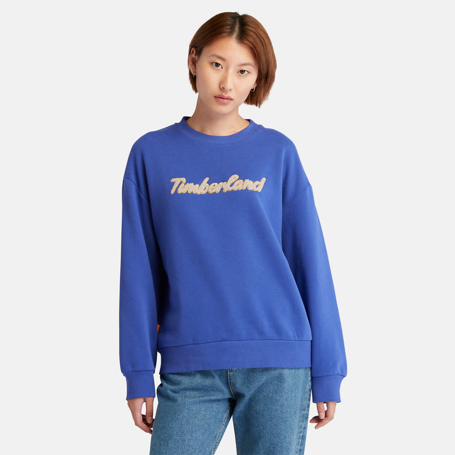 Timberland Logo-sweatshirt Mit Rundhalsausschnitt Für Damen In Blau Blau