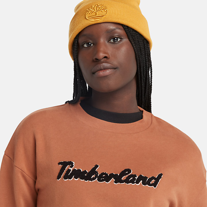 Logo-Sweatshirt mit Rundhalsausschnitt für Damen in Terrakotta-