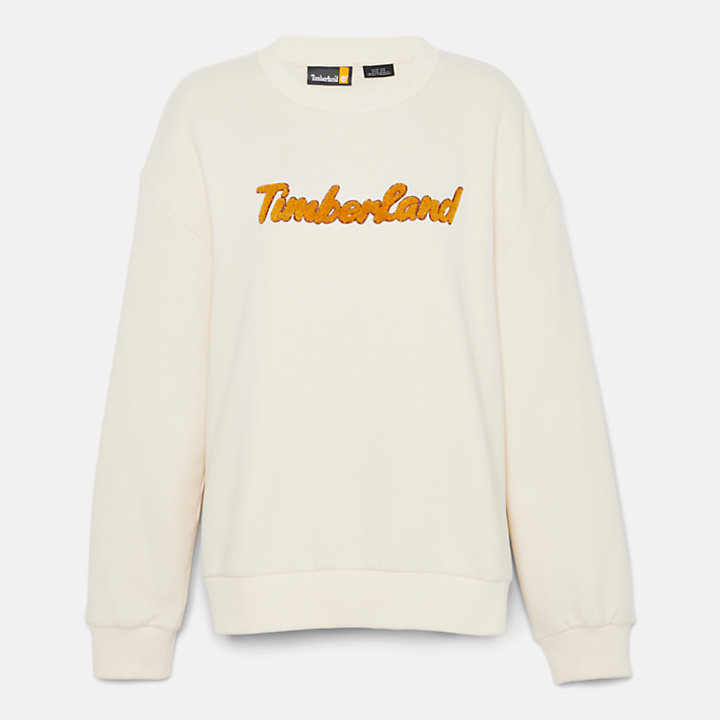 Sweatshirt met logo en ronde hals voor dames in wit-