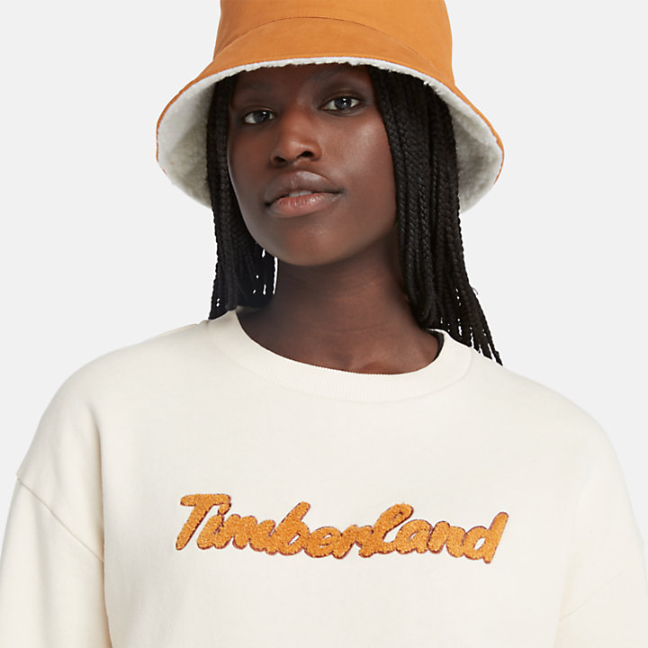 Logo-Sweatshirt mit Rundhalsausschnitt für Damen in Weiß-