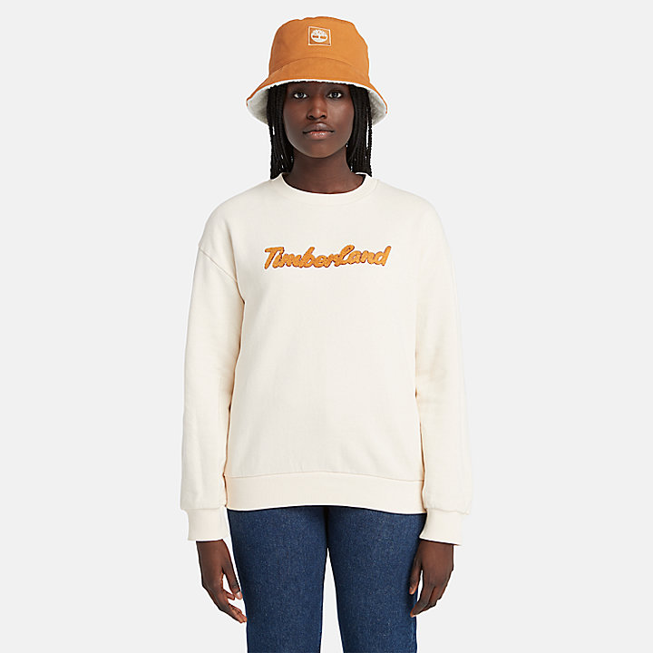 Sweatshirt met logo en ronde hals voor dames in wit