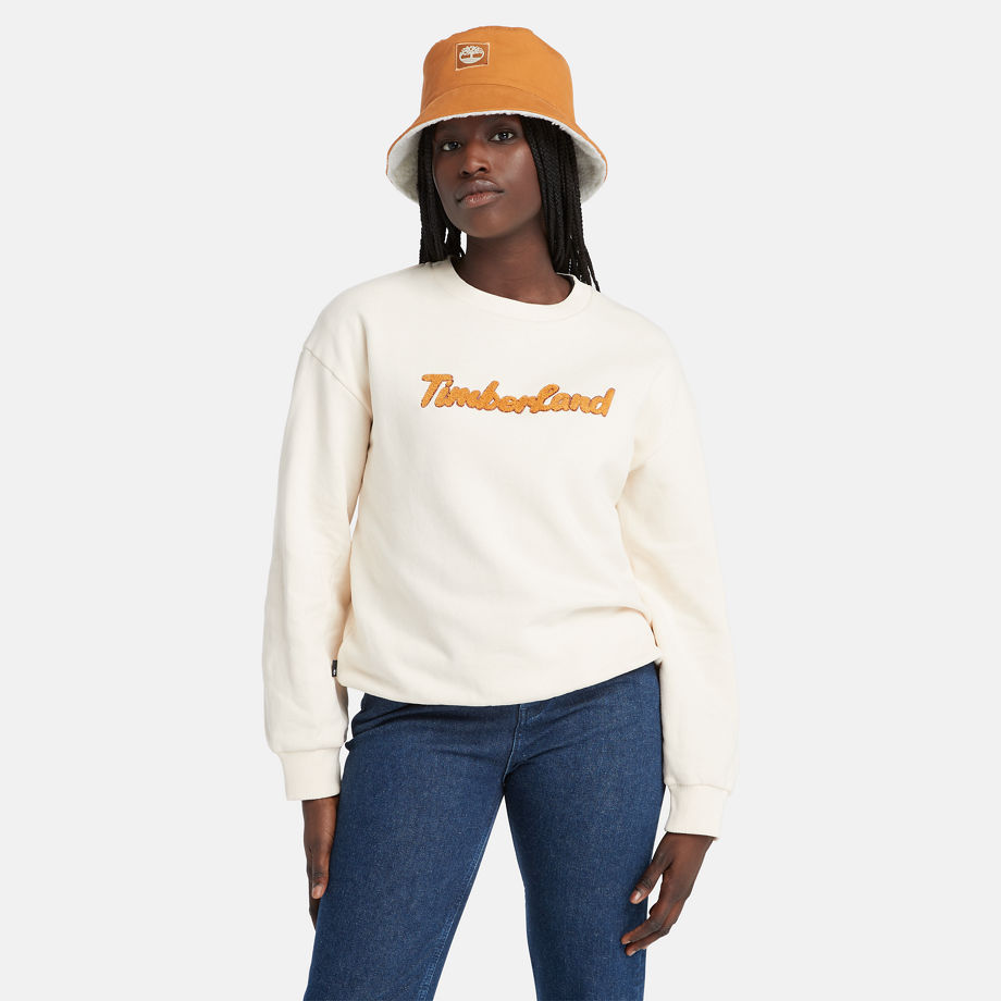 Timberland Logo-sweatshirt Mit Rundhalsausschnitt Für Damen In Weiß Weiß