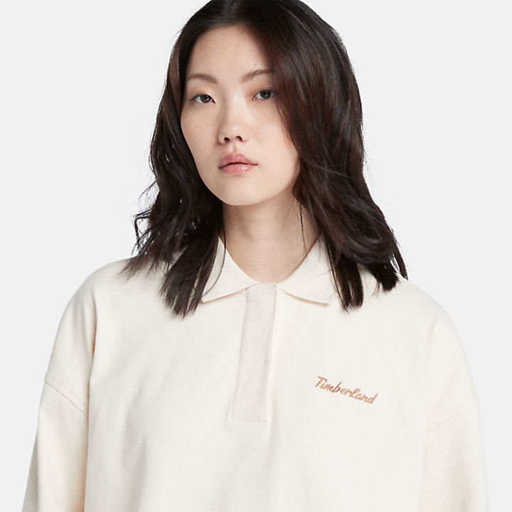 Polo sweat-shirt pour femme en blanc-