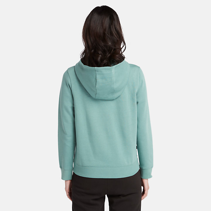 Embroidered Tree Hoodie for Women in Teal-