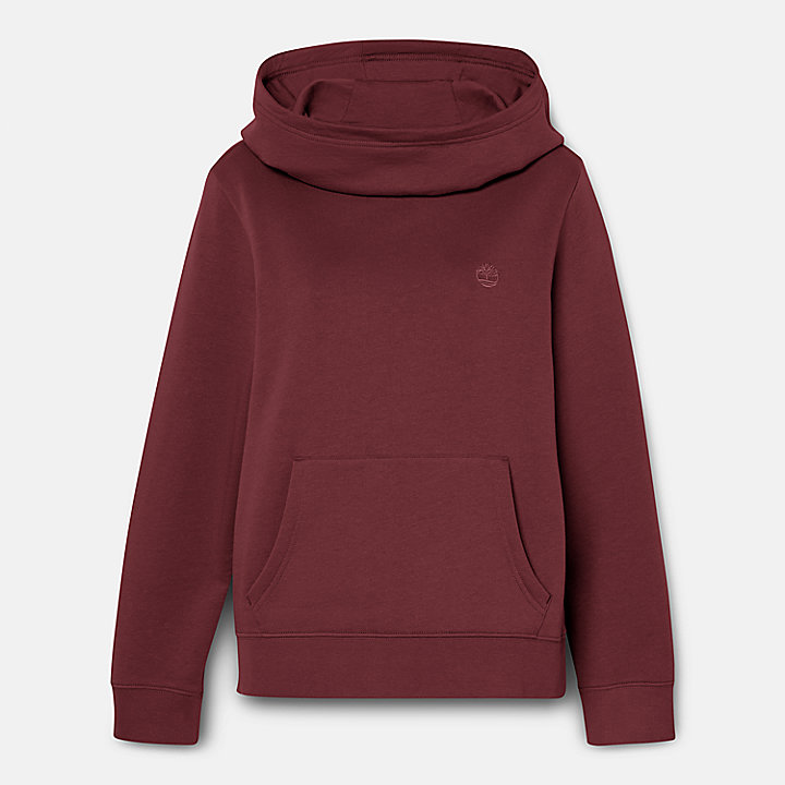 Embroidered Tree Hoodie for Women in Burgundy