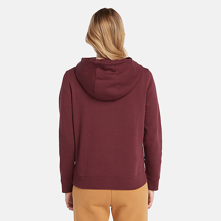 Embroidered Tree Hoodie for Women in Burgundy