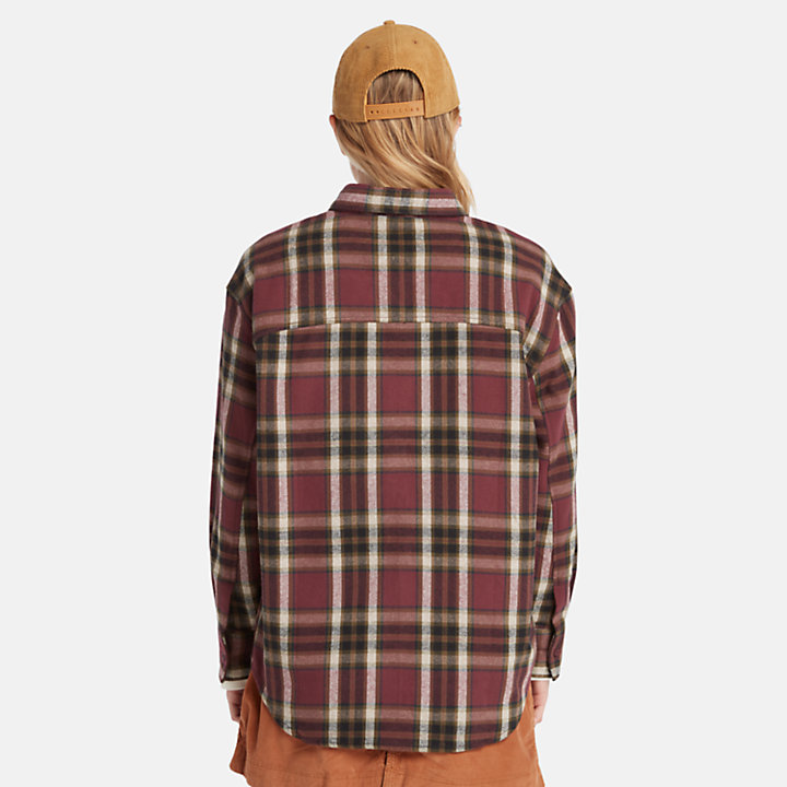 Flannel Overshirt for Women in Burgundy-