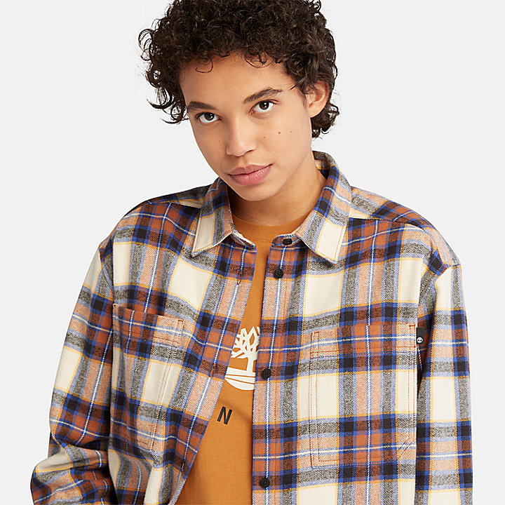Flannel Overshirt for Women in Brown