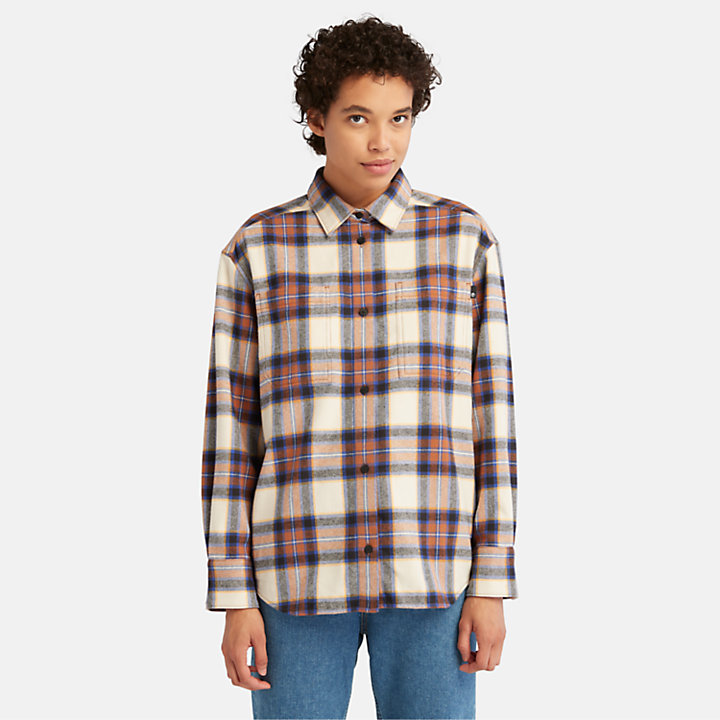 Flannel Overshirt for Women in Brown-