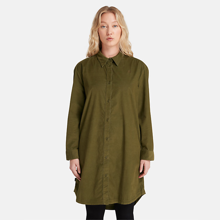 Needle Corduroy Dress for Women in Green-