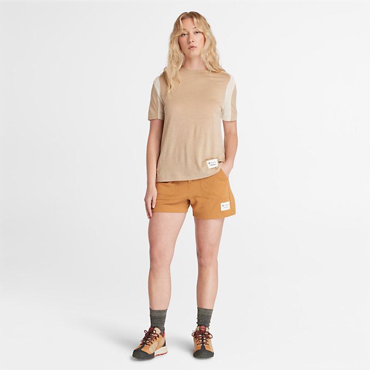 Timberland® x Icebreaker® ZoneKnit™-T-Shirt aus Merinowolle für Damen in Beige-