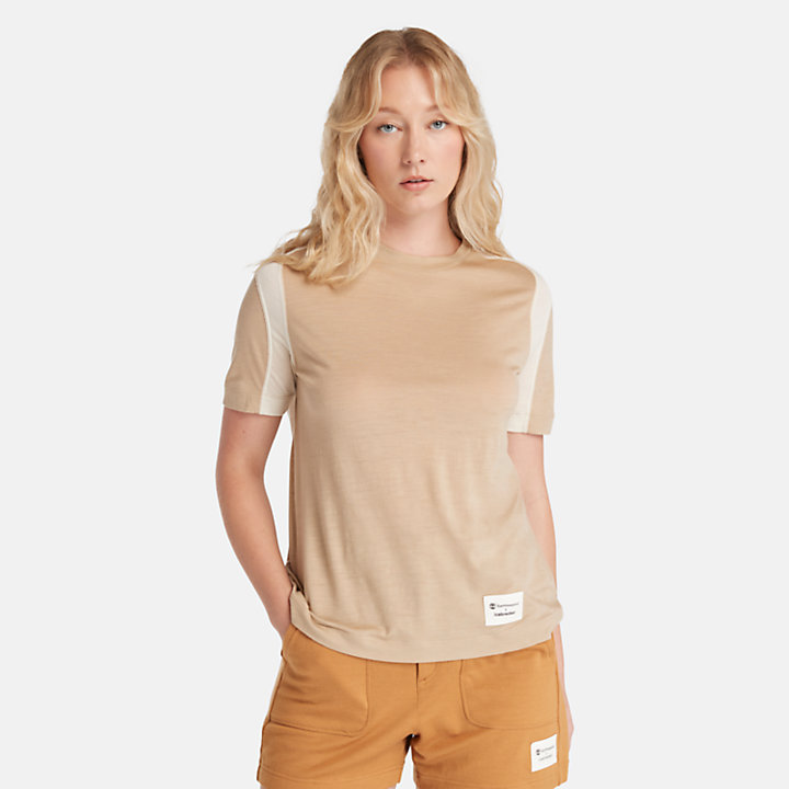 T-shirt Timberland® x Icebreaker® ZoneKnit™ en tricot de laine mérinos pour femme en beige-