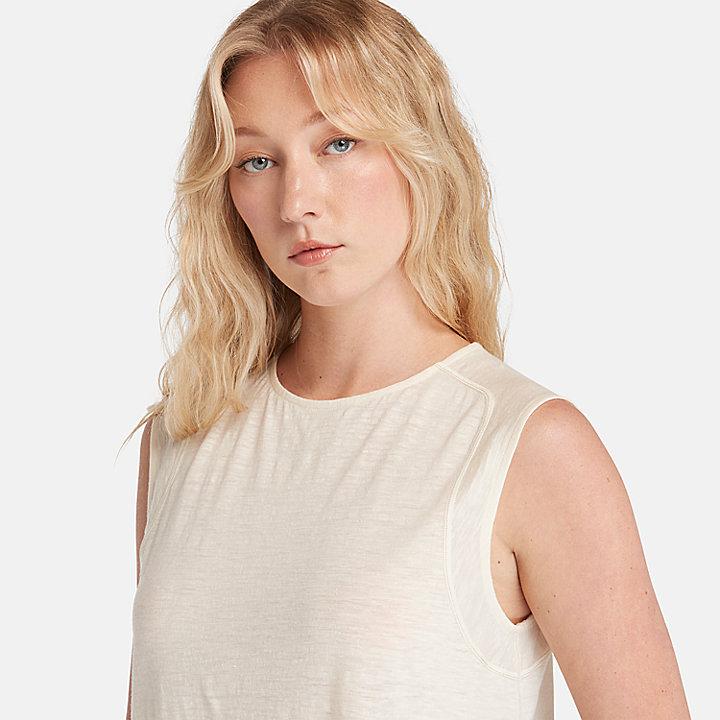 Camiseta sin mangas de lana merina Timberland® x Icebreaker® para mujer en blanco