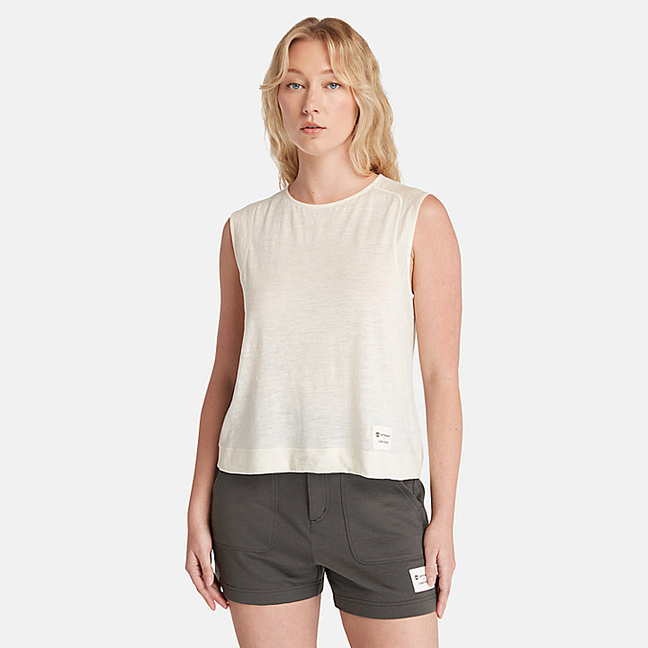 Camiseta sin mangas de lana merina Timberland® x Icebreaker® para mujer en blanco